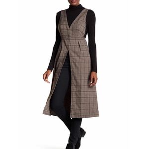 Free People Sleeveless Long Plaid Vest